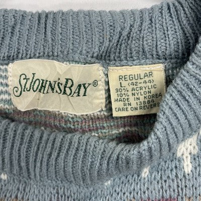 Vintage St. John's Bay Knit Crewneck Sweater Size Large Fair Isle