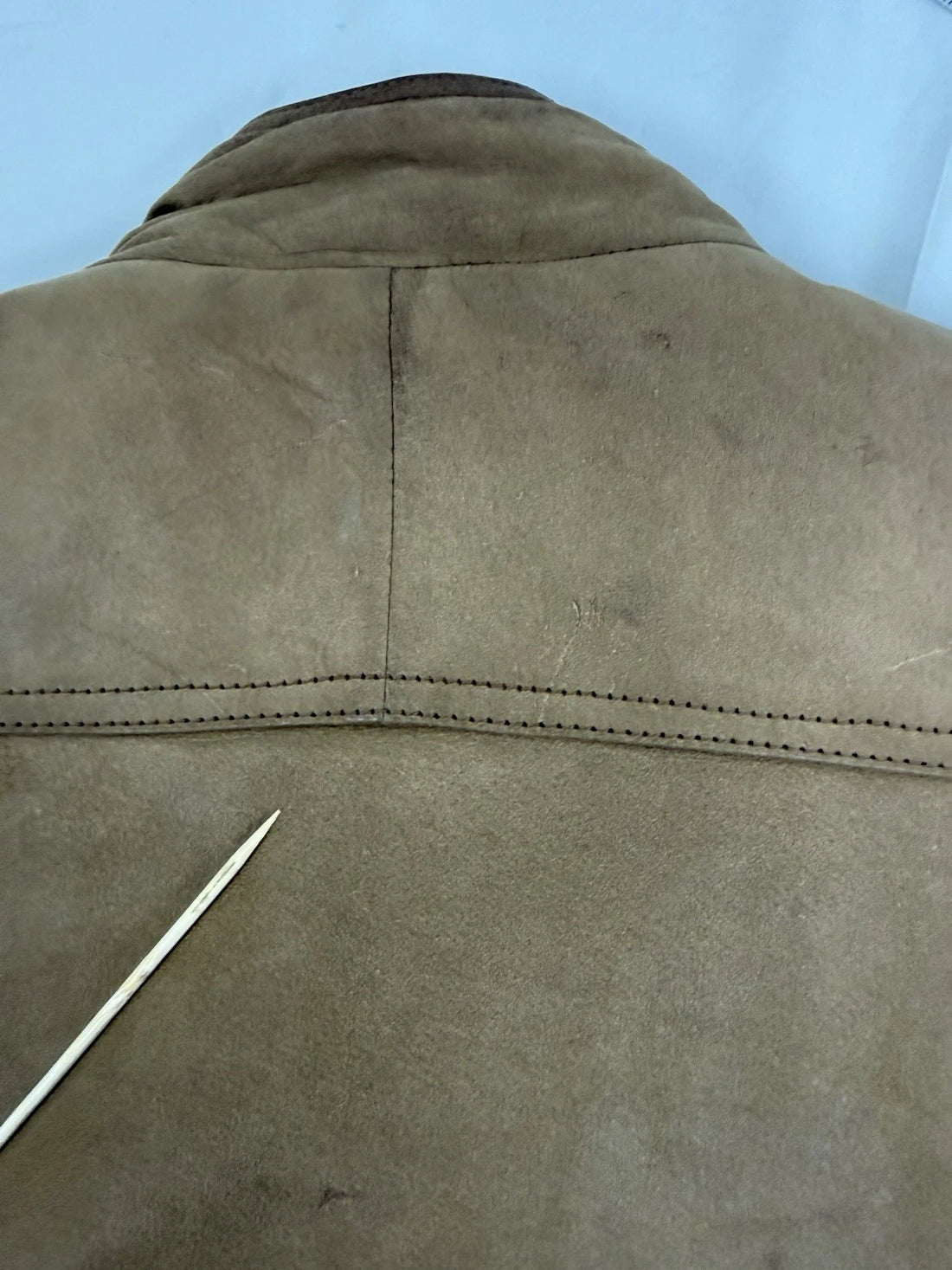 Leather Bomber Jacket Size Medium Brown