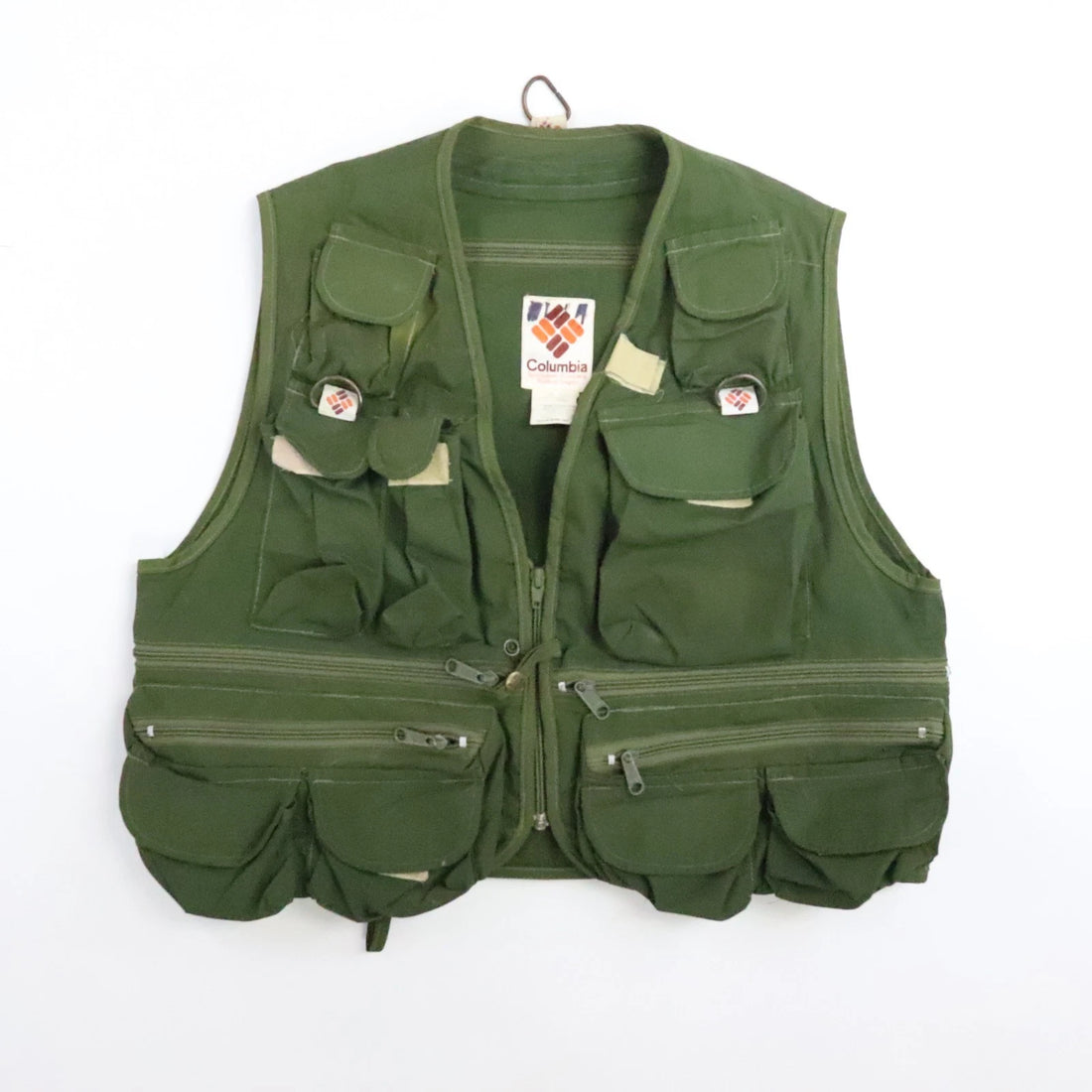Vintage Columbia Fishing Vest Jacket Size Large Green