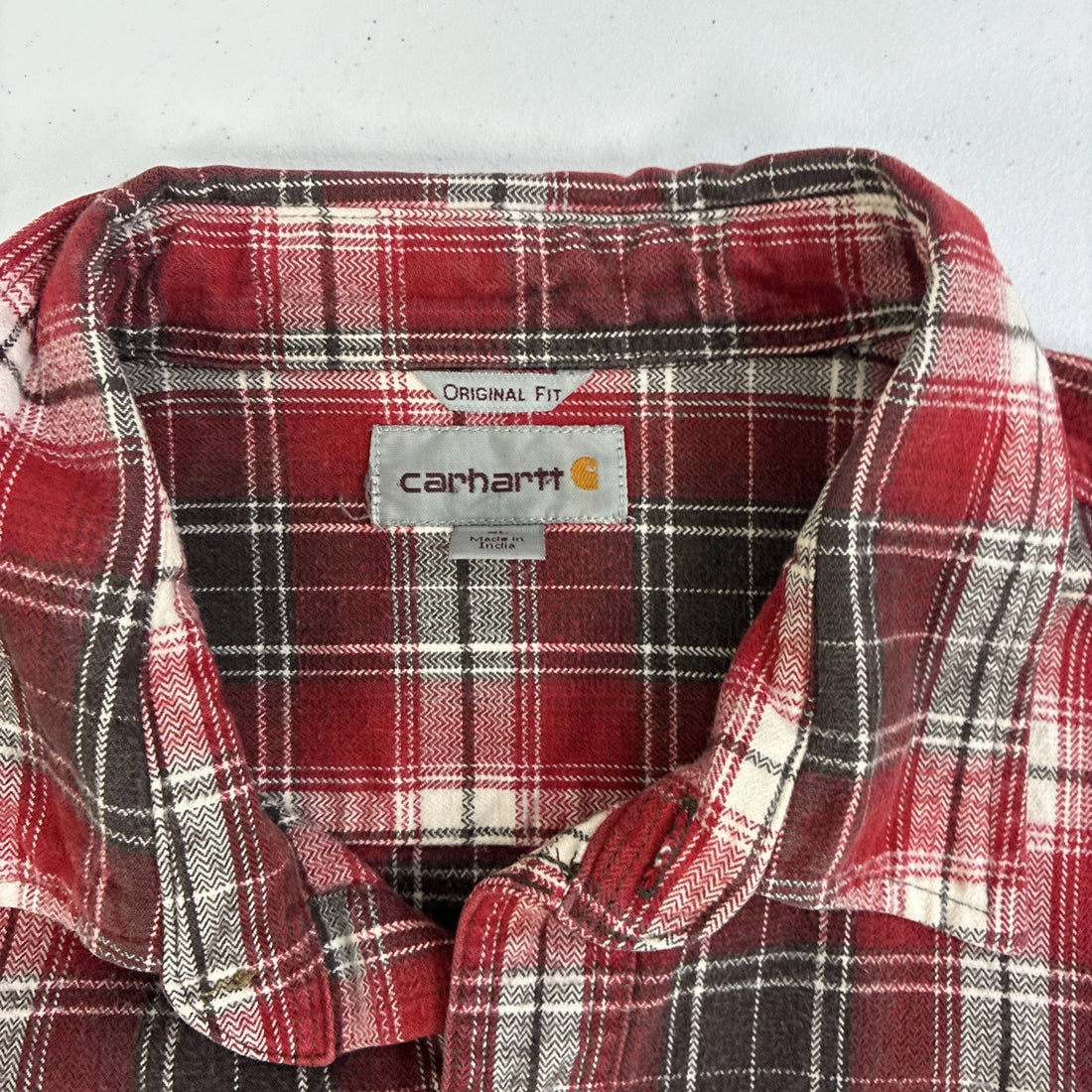 Carhartt Work Button Up Shirt Size XL Red Plaid