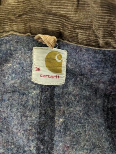 Vintage Carhartt Canvas Detroit Work Jacket Size Small Beige Blanket Lined