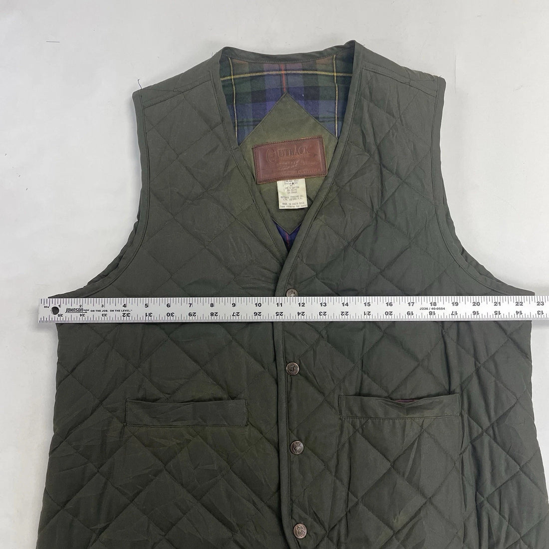 Outback Quilted Waxed Vest Jacket Size Medium Green