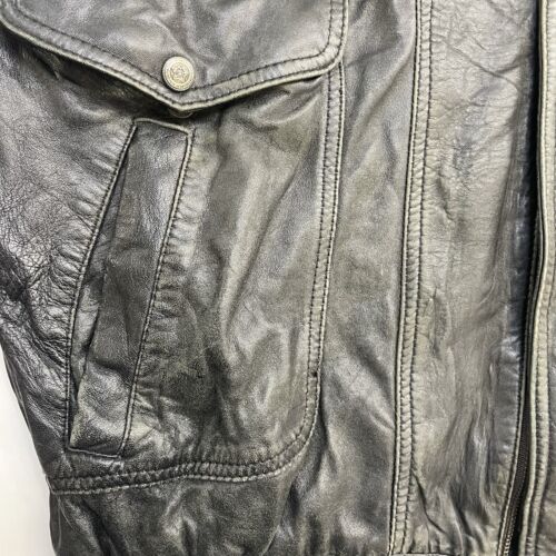 Vintage Leather Bomber Jacket Size Large Black