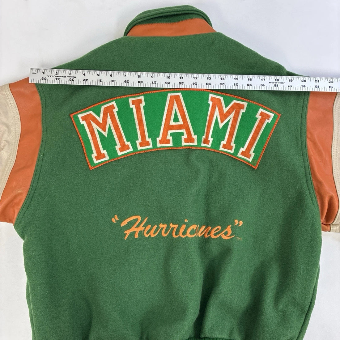Vintage Miami Hurricanes Leather Wool Varsity Jacket Size Medium NCAA