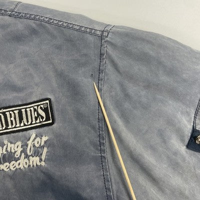 Vintage Mixed Blues Flight Bomber Jacket Size Large Medium Chain Stitched
