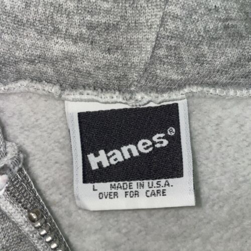 Vintage Hanes Blank Full Zip Sweatshirt Hoodie Size Large Gray