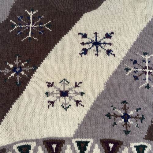 Vintage Snowflake Wool Knit Crewneck Sweater Size Large