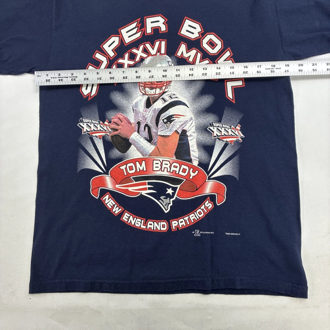 Vintage Tom Brady Patriots Super Bowl XXXVI MVP T-Shirt Size Medium 2002 NFL