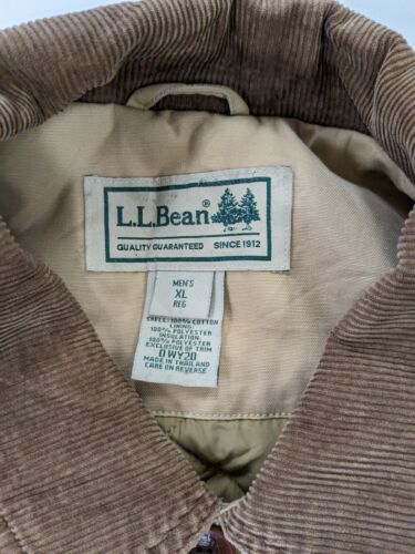 Vintage LL Bean Barn Work Coat Jacket Size XL Tan Corduroy Trim
