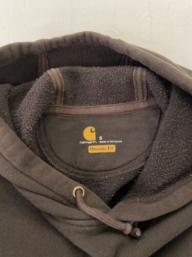 Carhartt Sweatshirt Hoodie Size Small Brown Sleeve Spell Out