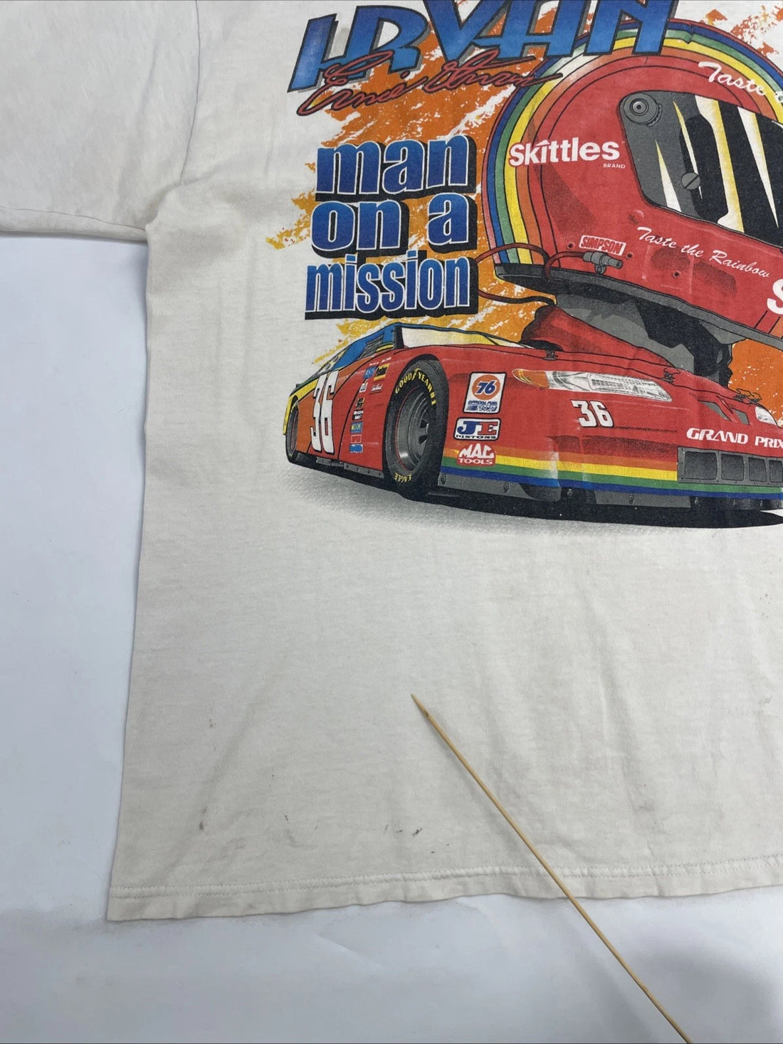 Vintage Ernie Irvan Man On A Mission Skittles Racing T-Shirt XL NASCAR