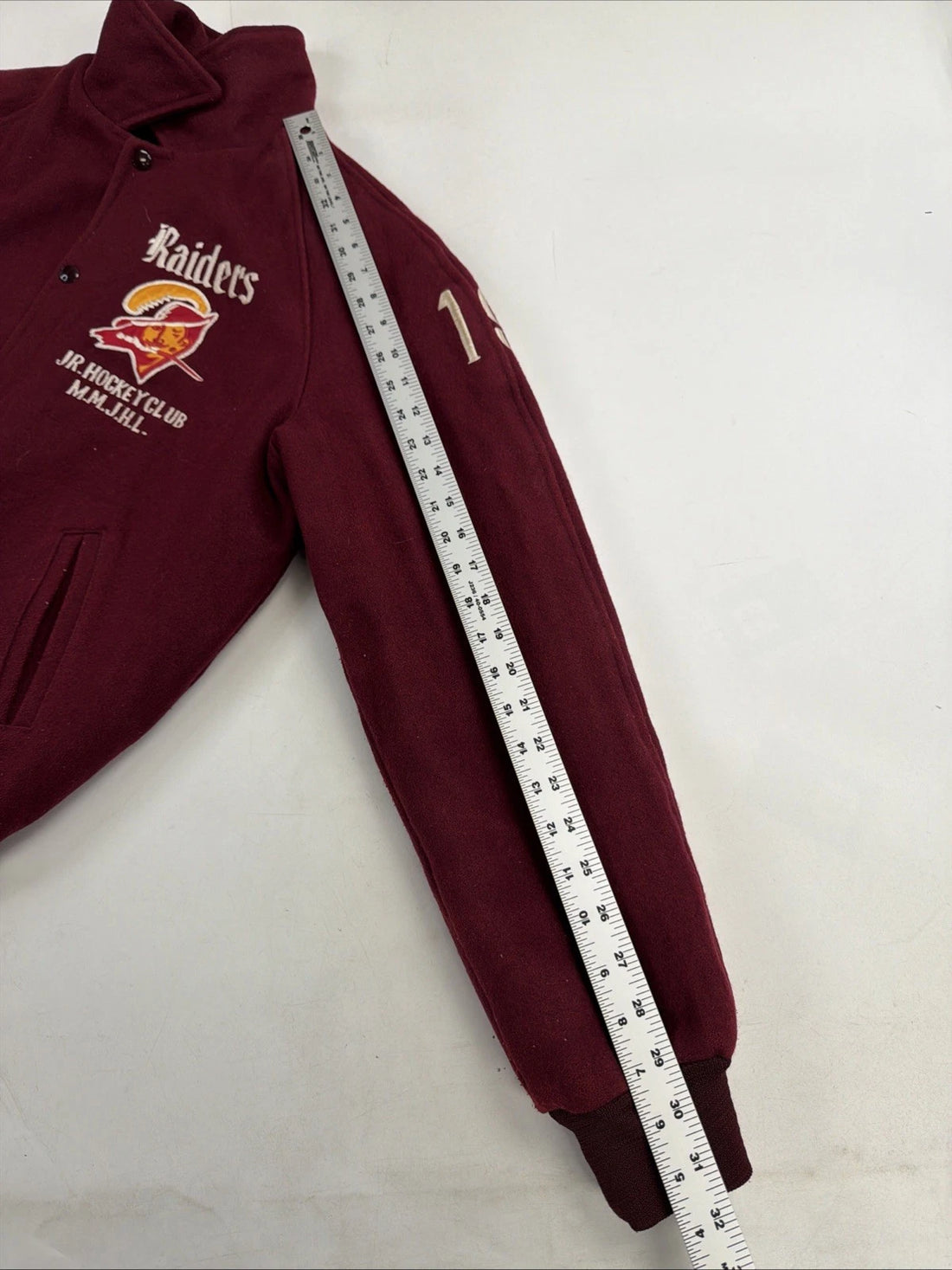 Vintage MMJHL Raiders Jr Hockey Club Wool Varsity Jacket Size Medium