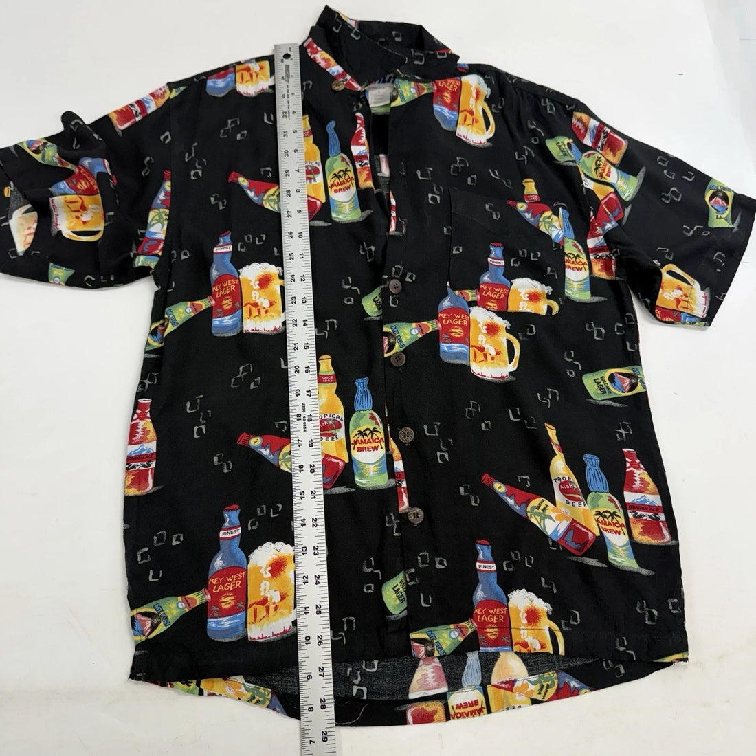 Beer Hawaiian Short Sleeve Button Up Shirt Size Small All Over Print