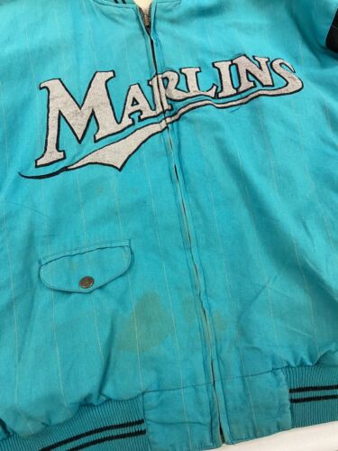Vintage Florida Marlins Mirage Reversible Bomber Jacket Size Large 90s MLB
