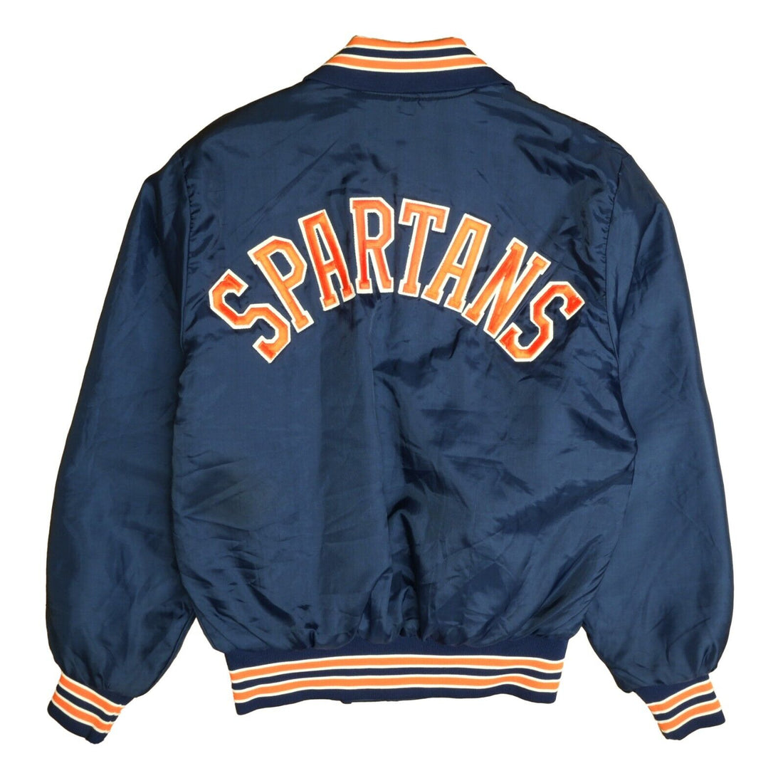 Vintage Spartans Varsity Bomber Jacket Size Medium Blue