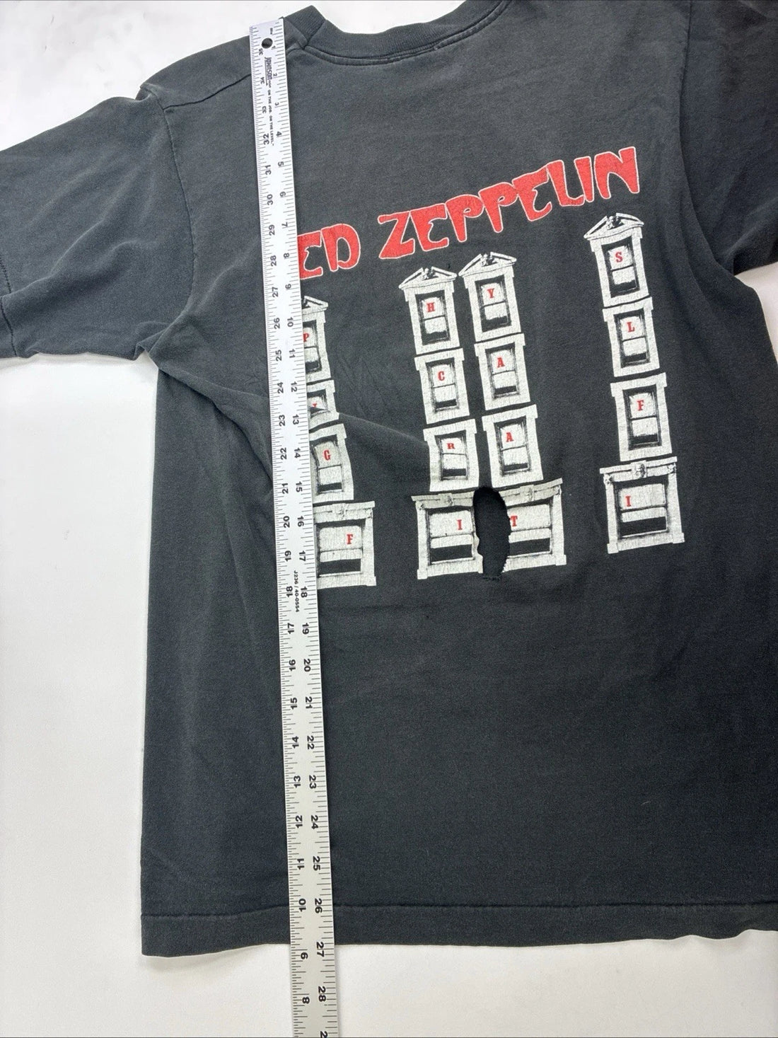 Vintage Led Zeppelin Physical Graffiti T-Shirt Small 1988 80s Distressed
