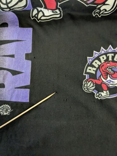 Vintage Toronto Raptors First Pick T-Shirt Size XL Black 90s NBA