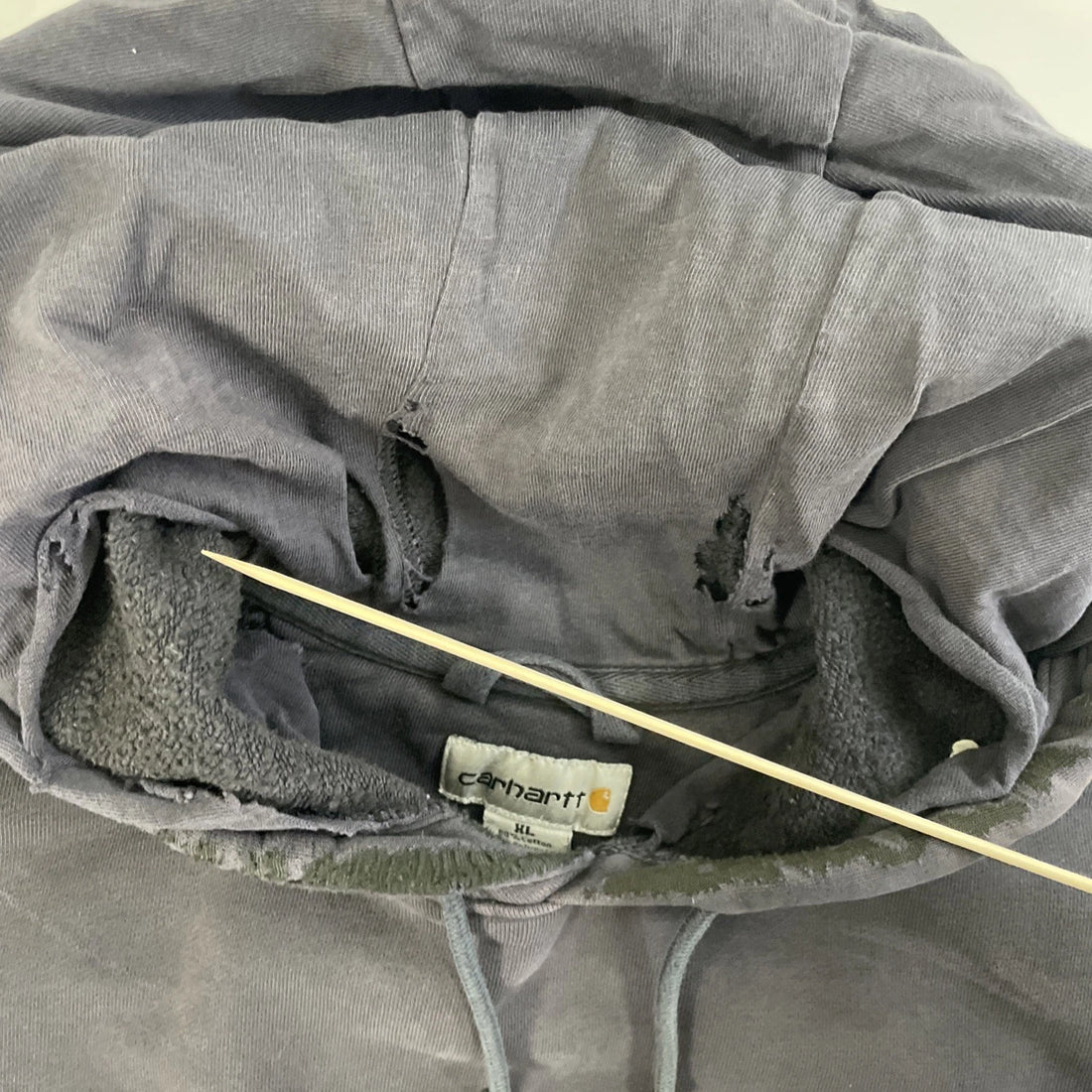 Carhartt Sweatshirt Hoodie Size XL Black Distressed