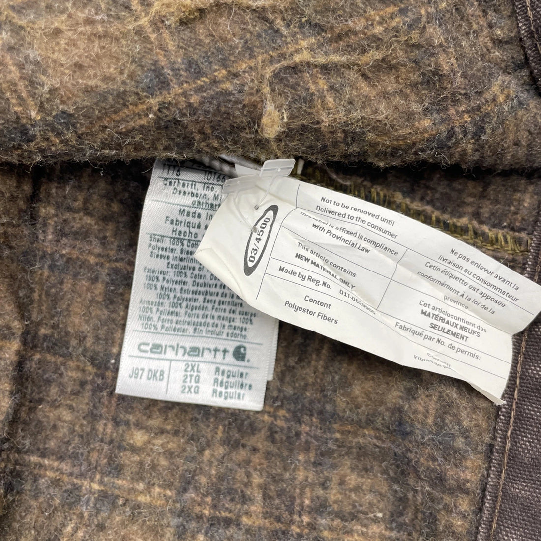 Carhartt Canvas Detroit Work Jacket Size 2XL Brown Blanket Lined J97 DKB