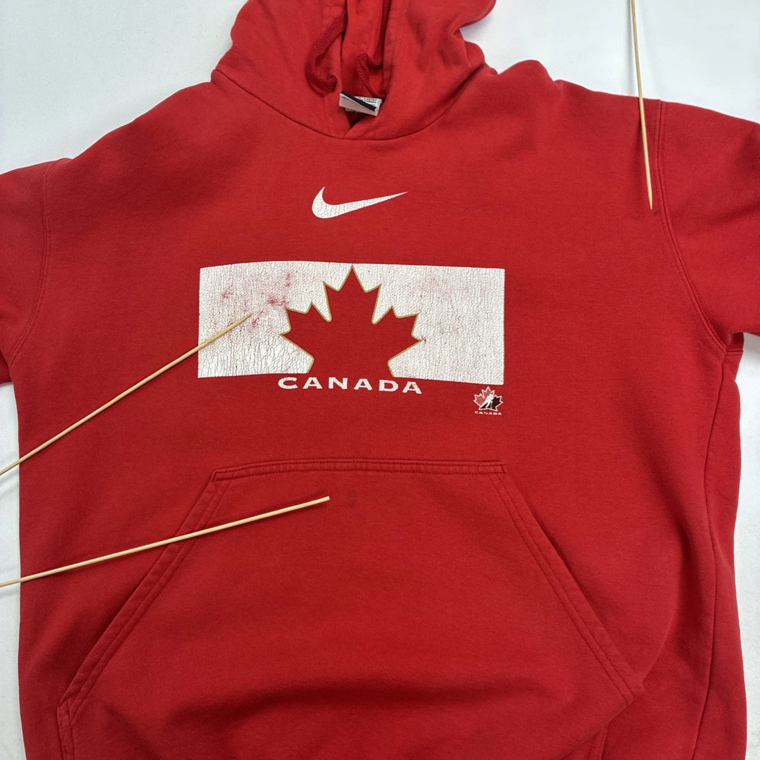 Team Canada Hockey Nike Sweatshirt Hoodie Size Large Red