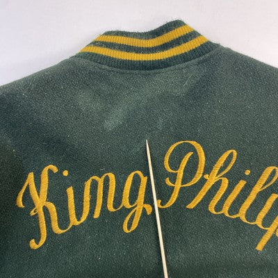 Vintage King Philip Cheerleader Captain Wool Varsity Jacket 40 Green