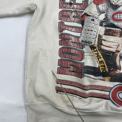 Vintage Montreal Canadiens Bulletin Sweatshirt Size Large All Over Print 90s NHL