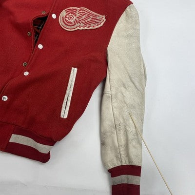 Vintage Detroit Red Wings Shain Wool Varsity Jacket Size Medium 90s NHL