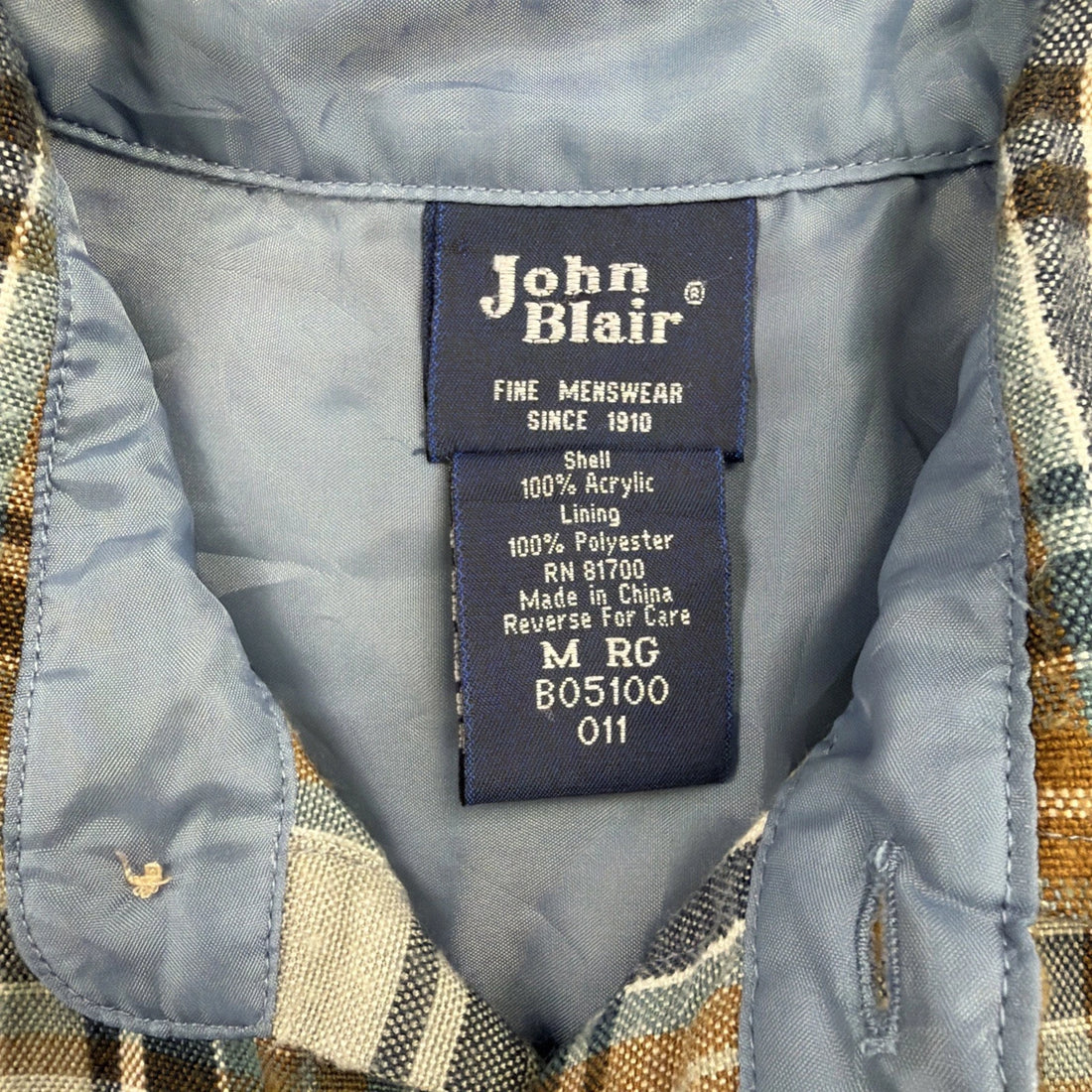 John Blair Button Up Shirt Size Medium Plaid