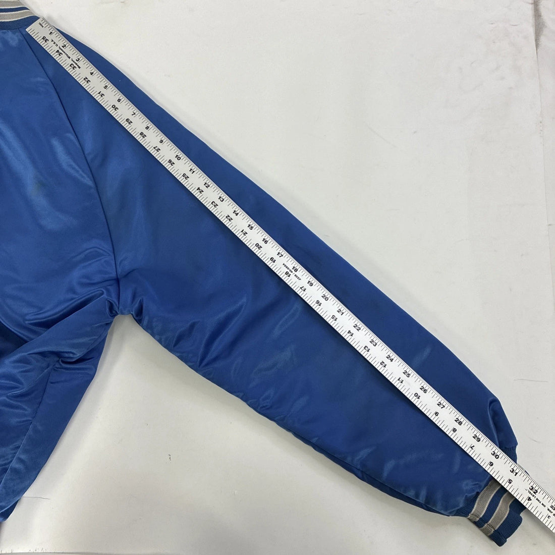 Detroit Lions Chalk Line Satin Bomber Jacket Size Large Vintage NFL