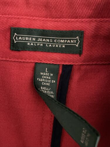 Lauren Jeans Co Jacket Size Large Red Fireman Clasp Hook Navy