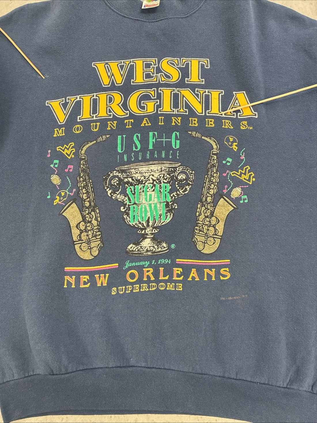 Vintage West Virginia Mountaineers Sugar Bowl Crewneck Sweatshirt Size XL NCAA