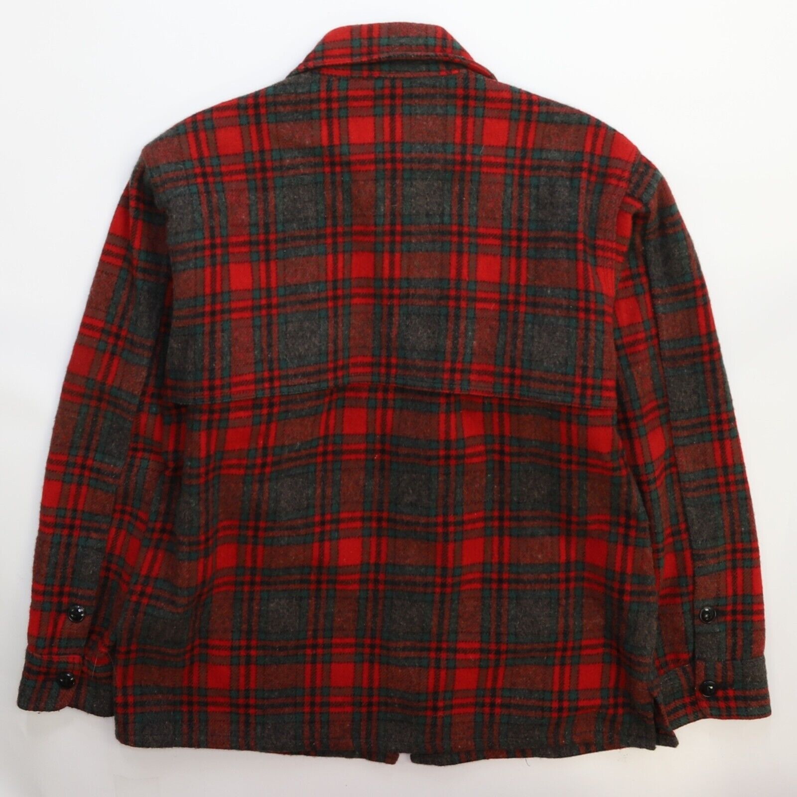 Vintage Johnson Woolen Mills Wool Shirt Jacket Size 16 Red Plaid Throwback Vault