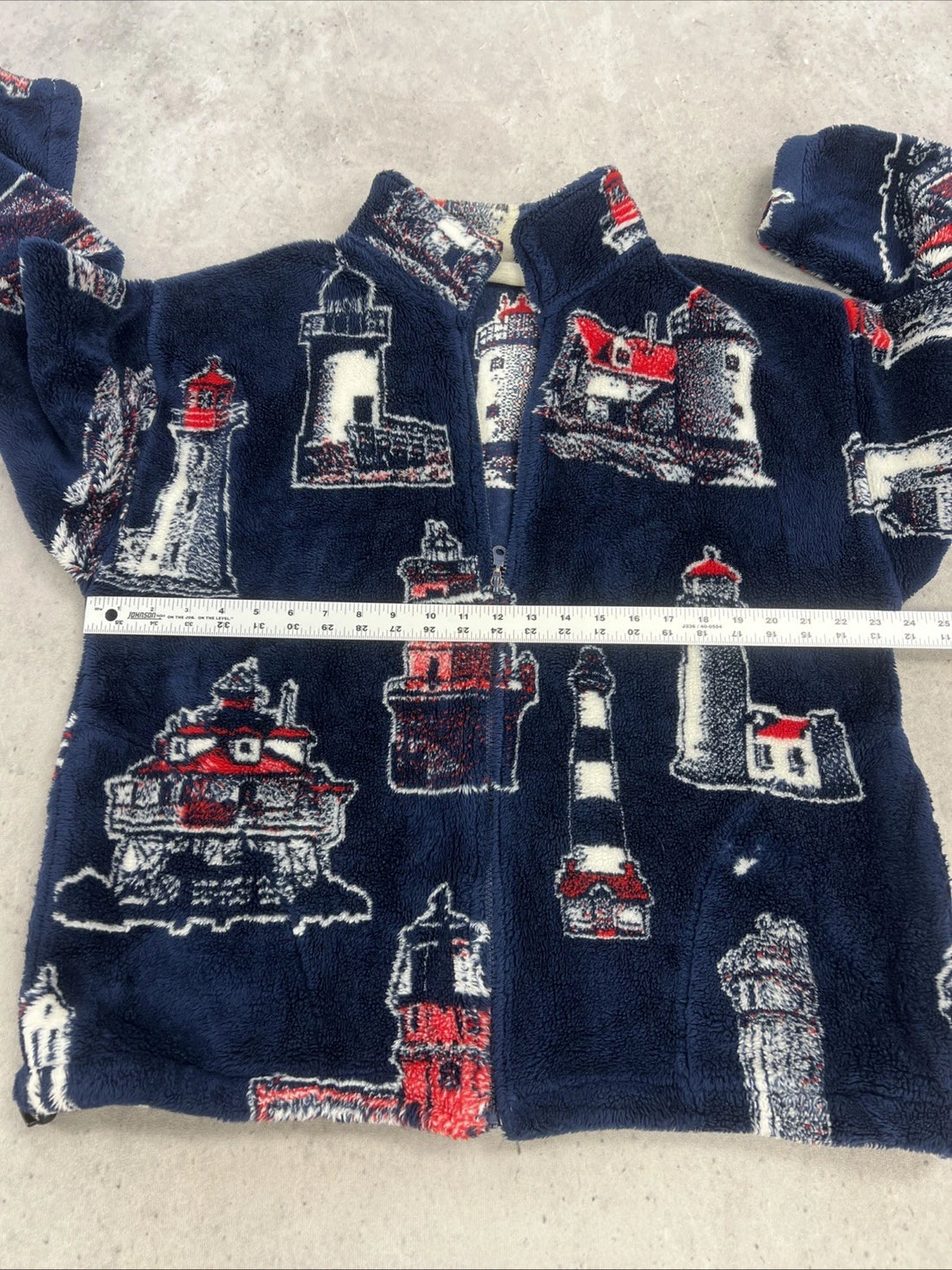 Vintage Lighthouse Black Mountain Fleece Jacket Size Large