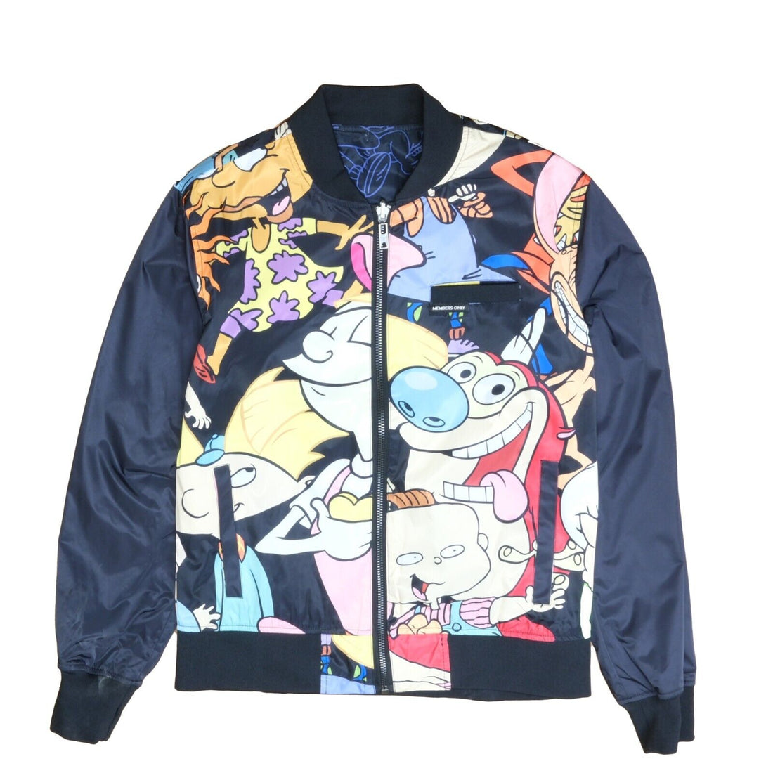Nickelodeon Members Only Bomber Jacket Medium Cartoon Reversible AOP 2018