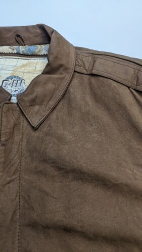 Vintage G-III Leather Bomber Jacket Size Large Map Lining