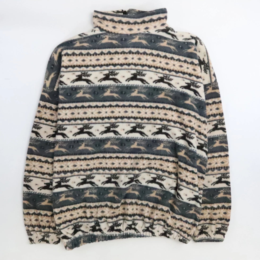 Vintage Deer Fair Isle Fleece Jacket Size Large
