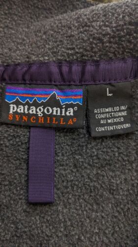 Vintage Patagonia Synchilla Snap T Fleece Jacket Size Large Gray Green