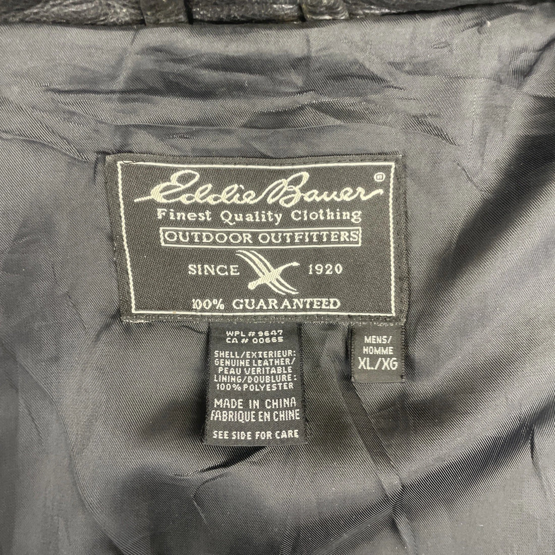 Vintage Eddie Bauer Leather Bomber Jacket Size XL Black