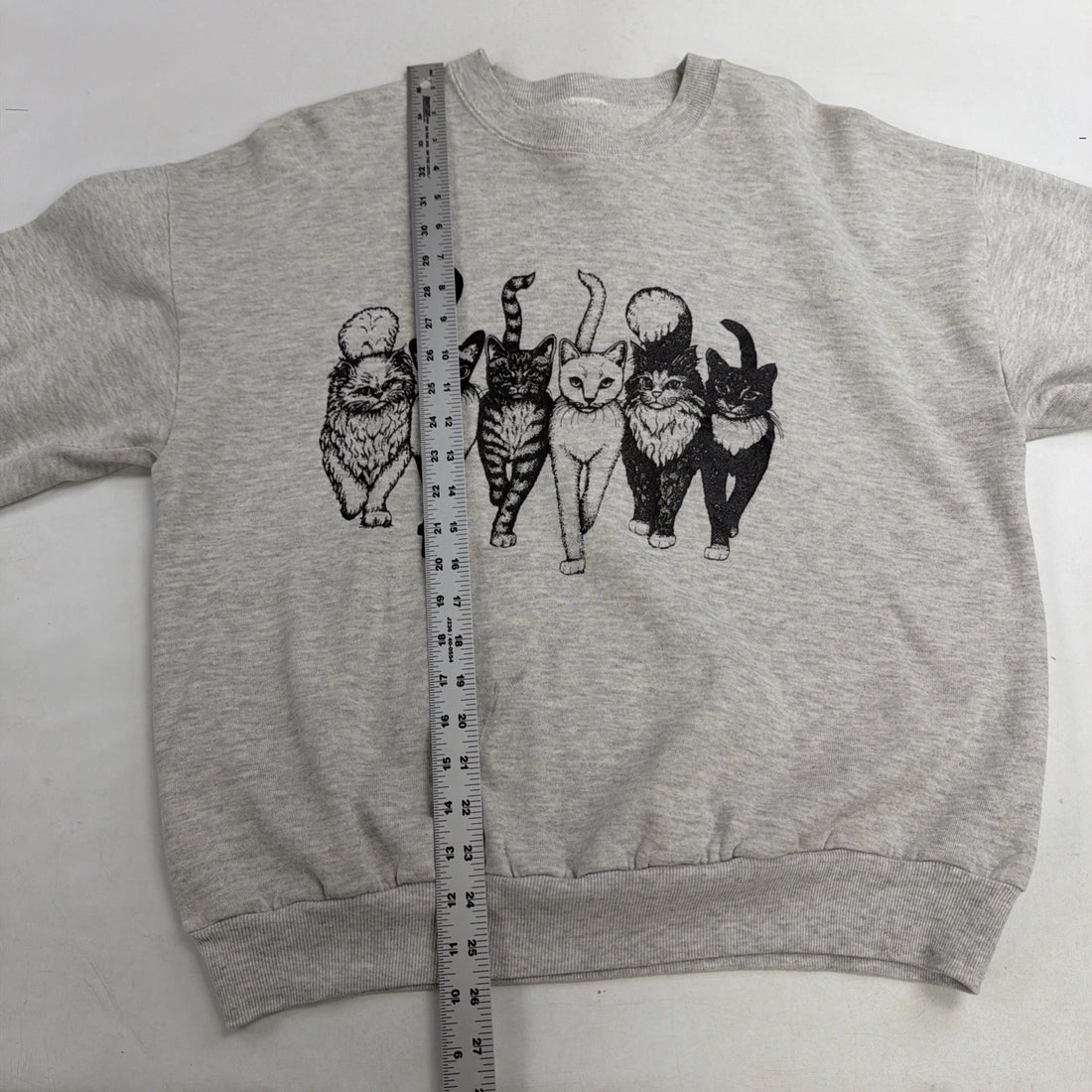 Vintage Cat Crewneck Sweatshirt Size Large Double Sided 90s