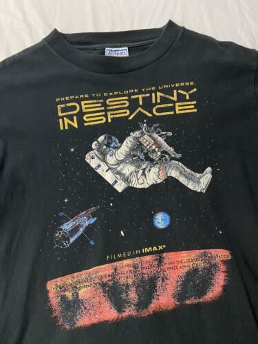 Vintage Destiny In Space Documentary T-Shirt Size Medium Black 90s