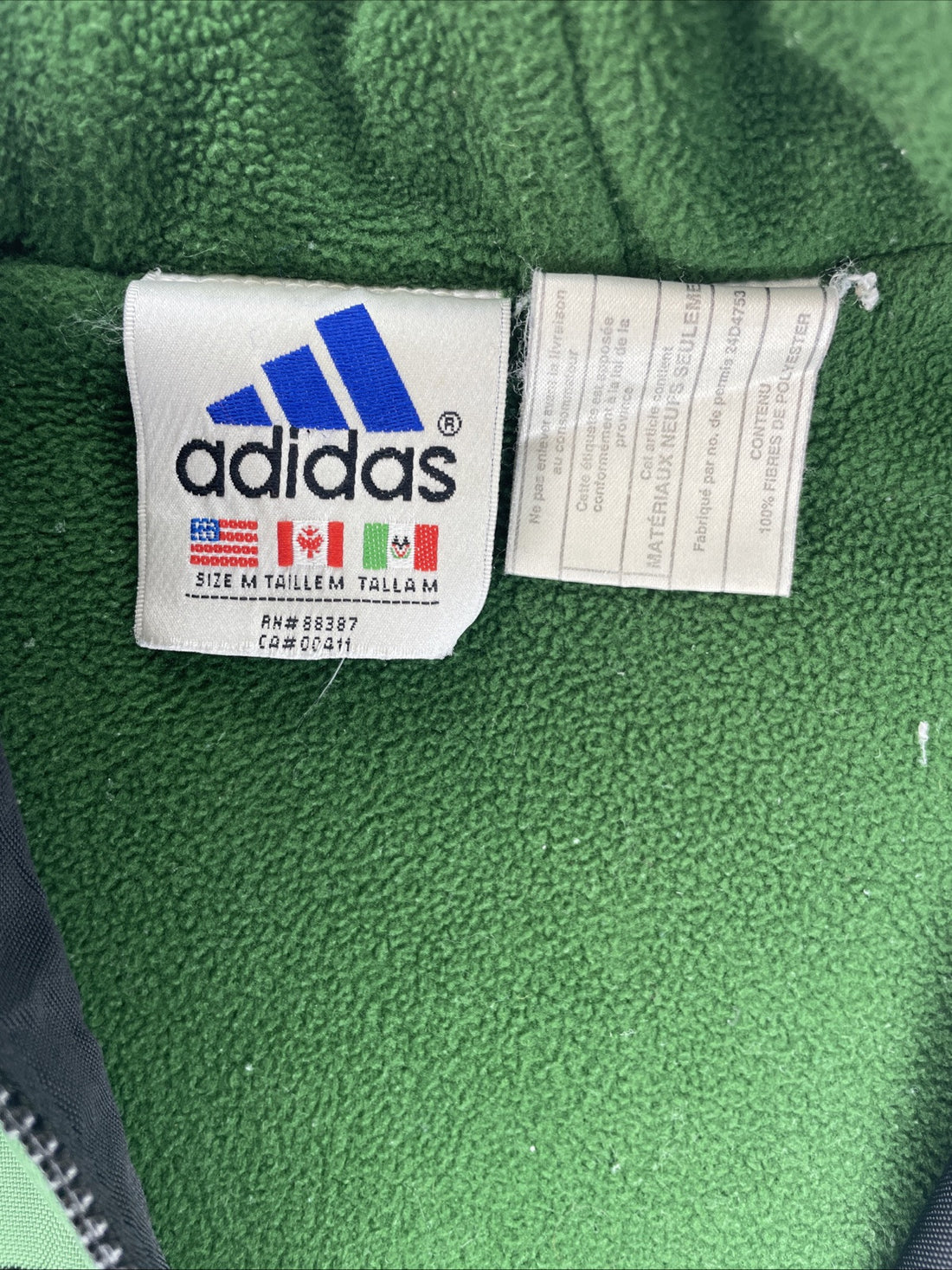 Vintage Adidas Coat Jacket Size Medium Fleece Lined