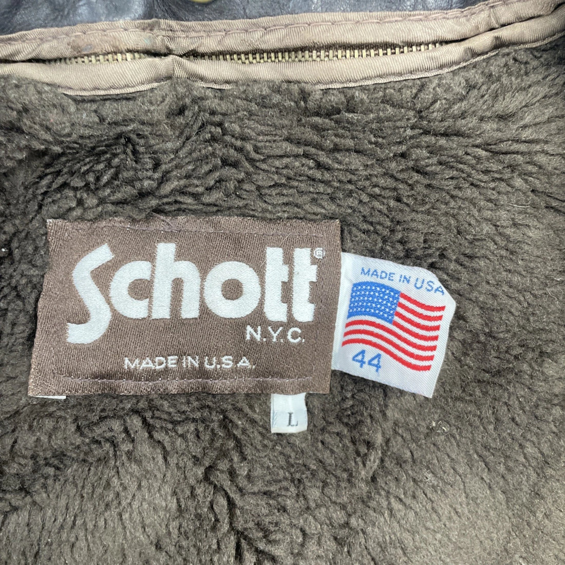 Vintage Schott NYC Leather Bomber Jacket Size 44 Brown