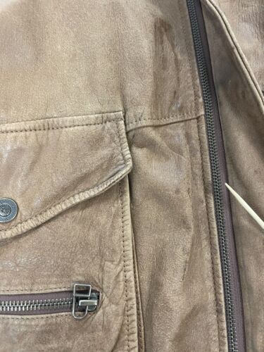 Vintage Pelle Moda Leather Flight Bomber Jacket Size Medium Brown