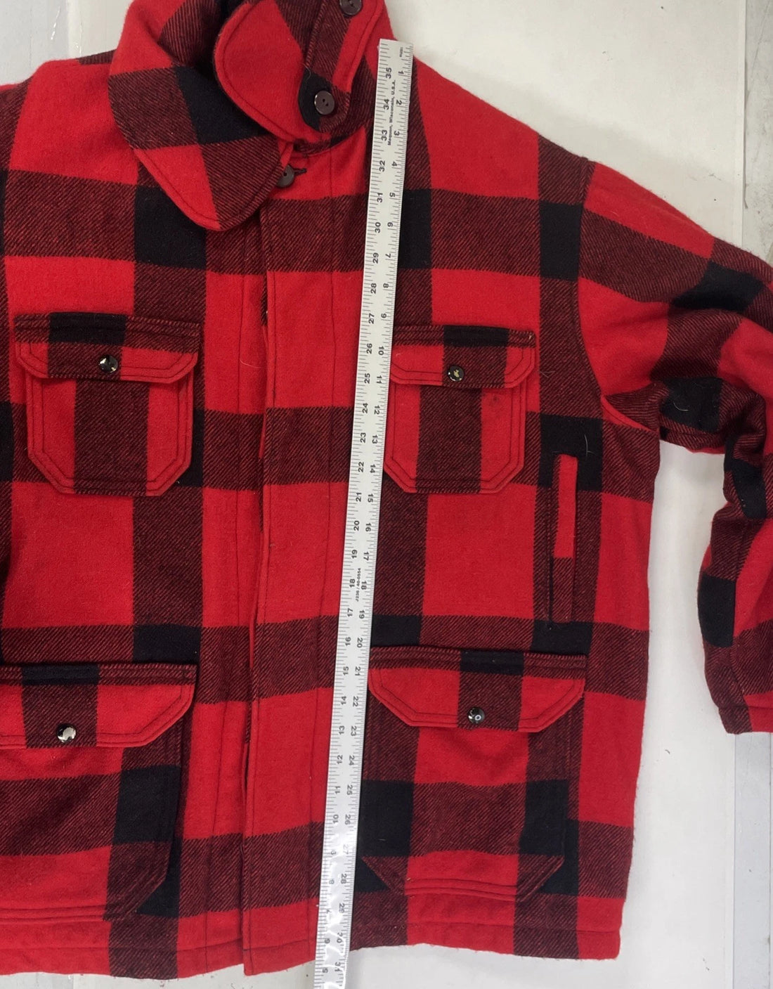 Vintage Woolrich Wool Mackinaw Hunting Coat Jacket Size 48 Buffalo Plaid