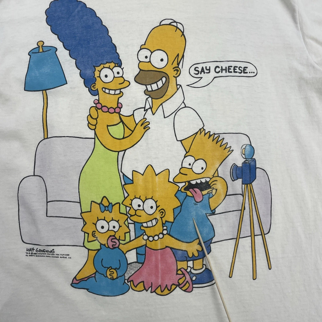 Vintage The Simpsons Say Cheese T-Shirt Size Large 1989 80s