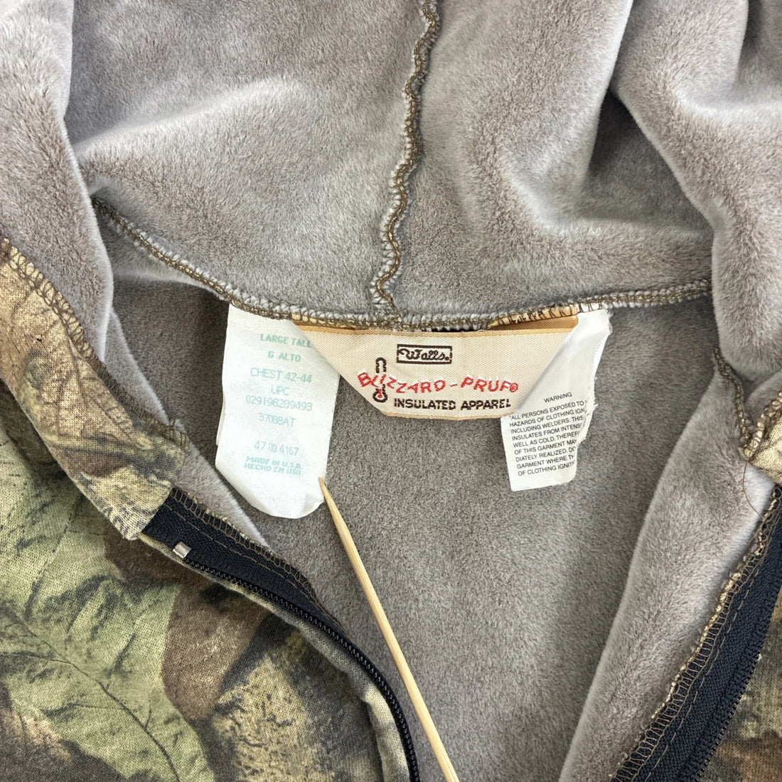 Vintage Walls Advantage Timber Camo Full Zip Sweatshirt Hoodie Large Tall