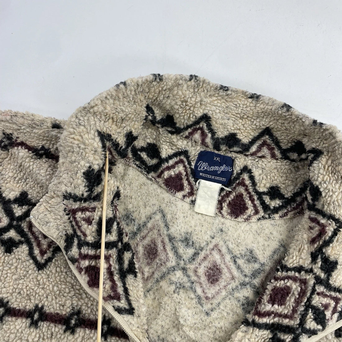 Vintage Wrangler Western Aztec Deep Pile Fleece Sweater Size 2XL