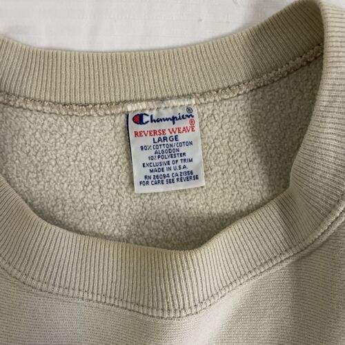 Vintage Pikes Champion Reverse Weave Crewneck Sweatshirt Size Large Beige 90s