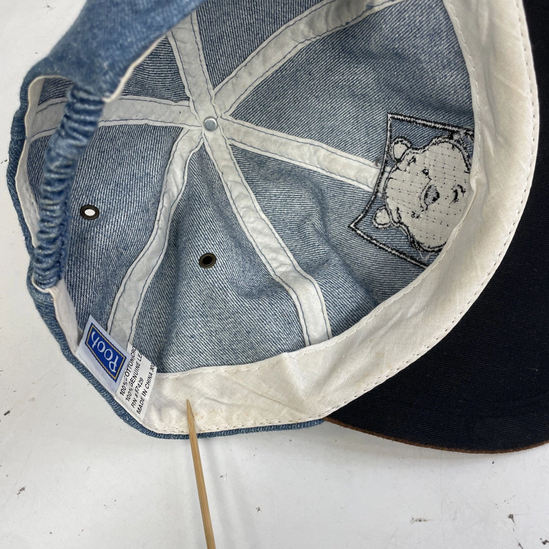 Vintage Winnie The Pooh Disney Denim Leather Hat Cap OSFA