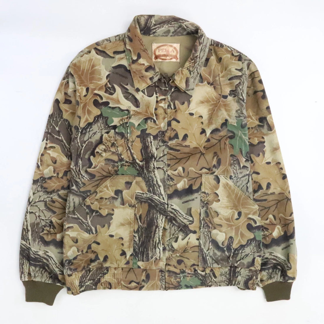 Vintage Pella Advantage Camo Bomber Jacket Size XL
